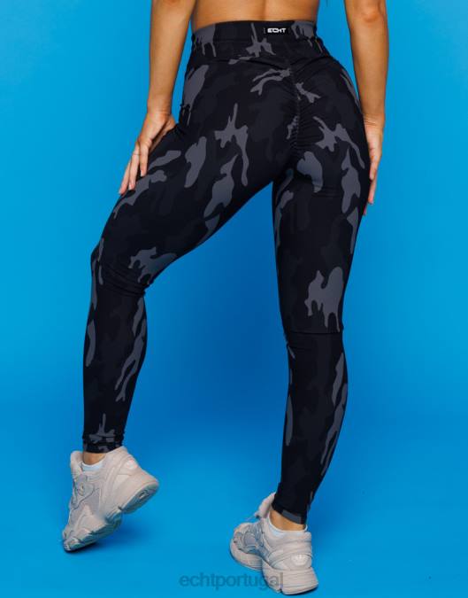 ECHT legging hiper camuflada preto roupas mulheres P22N207