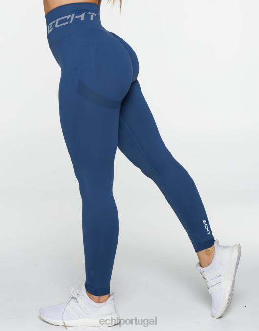 ECHT surgir leggings scrunch azul denim roupas mulheres P22N306