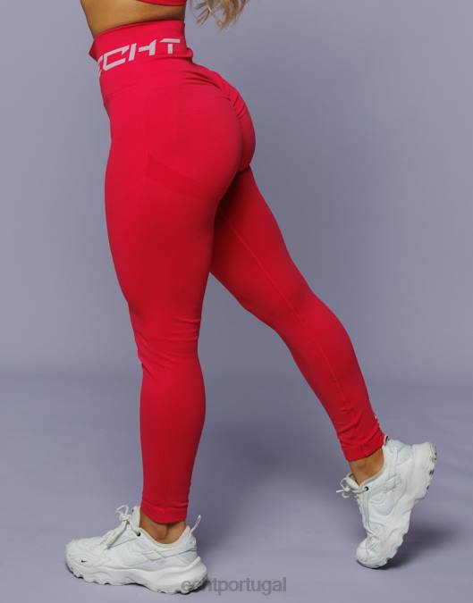 ECHT surgir leggings scrunch vermelho magenta roupas mulheres P22N45