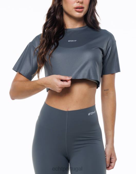 ECHT camiseta cropped cinza roupas mulheres P22N472